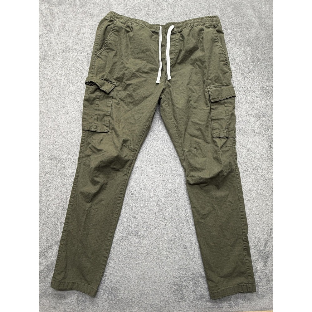 Forever 21 Cargo Pants Mens 2XL Olive Drawstring Elastic Waist Stretch Pockets‎